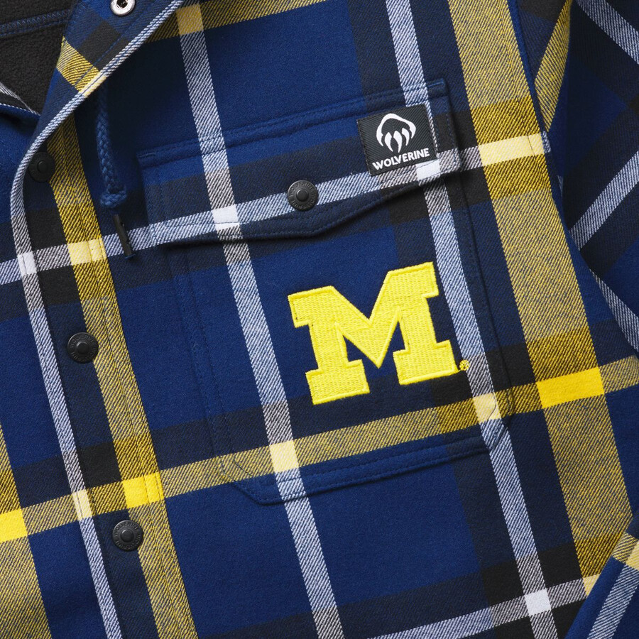 wolverine x university of michigan bucksaw maskerade flanell skjorta-jac big amp tall