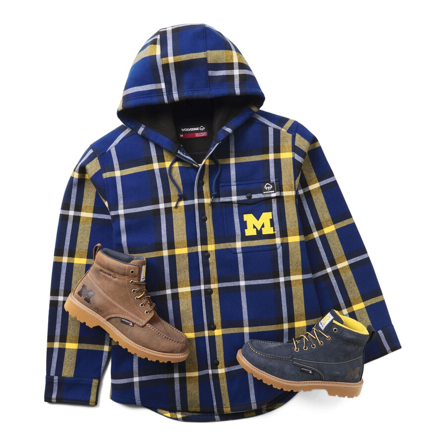 wolverine x university of michigan bucksaw maskerade flanell skjorta-jac big amp tall