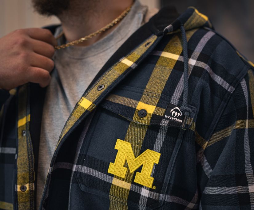wolverine x university of michigan bucksaw maskerade flanell skjorta-jac big amp tall